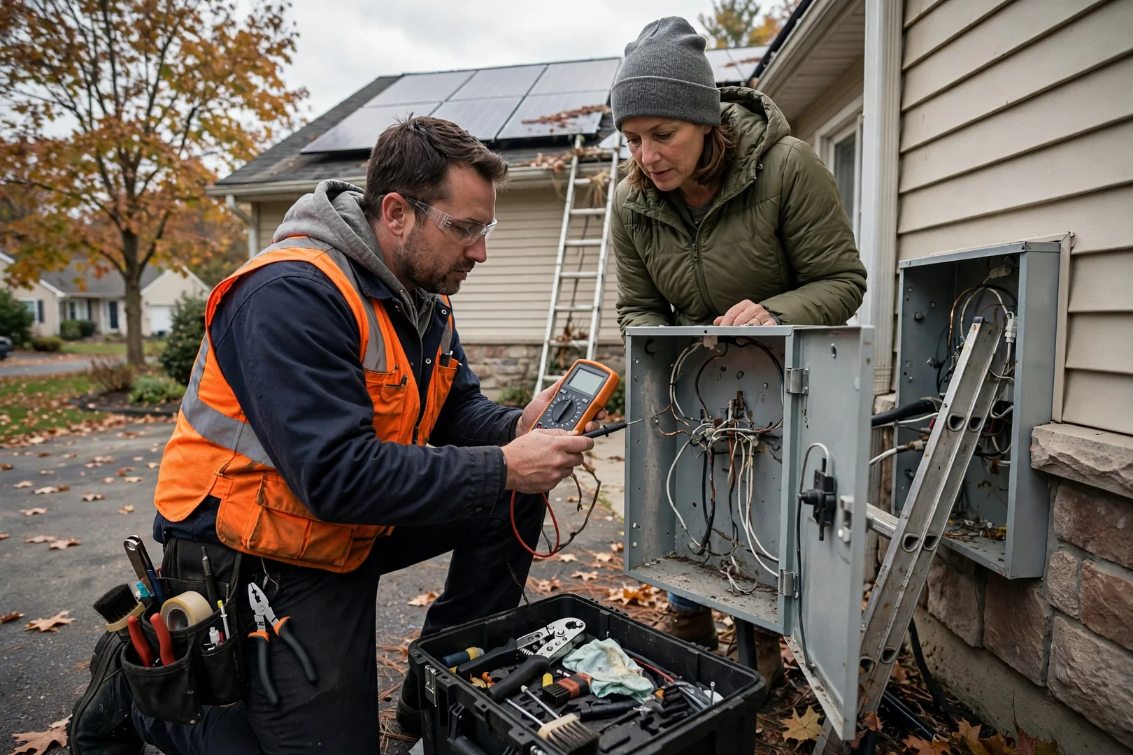 Wall-mounted solar battery storage unit installed in a clean garage space