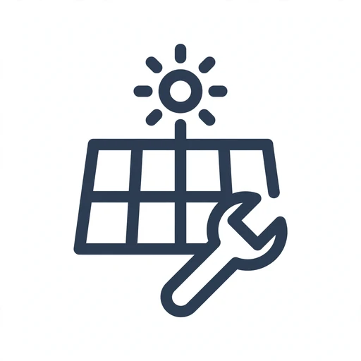 Solar maintenance tools and panel icon