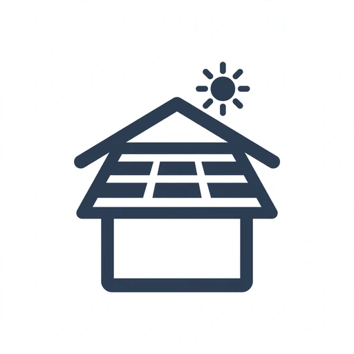House with rooftop solar panels icon