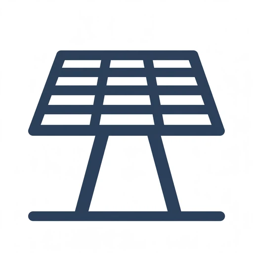 Ground-mounted solar array on posts icon